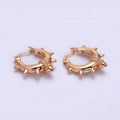 18K Gold plated 20mm Spiked Braided French Lock Latch Hoop Earrings in Silver & Gold | AE812 AE813