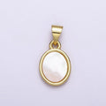 18K Gold plated 22mm White Shell Pearl Oval Pendant | AA556 - DLUXCA