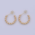 18K Gold plated 23mm Twisted Rope C - Shaped Hoop Earrings | AB1200 - DLUXCA