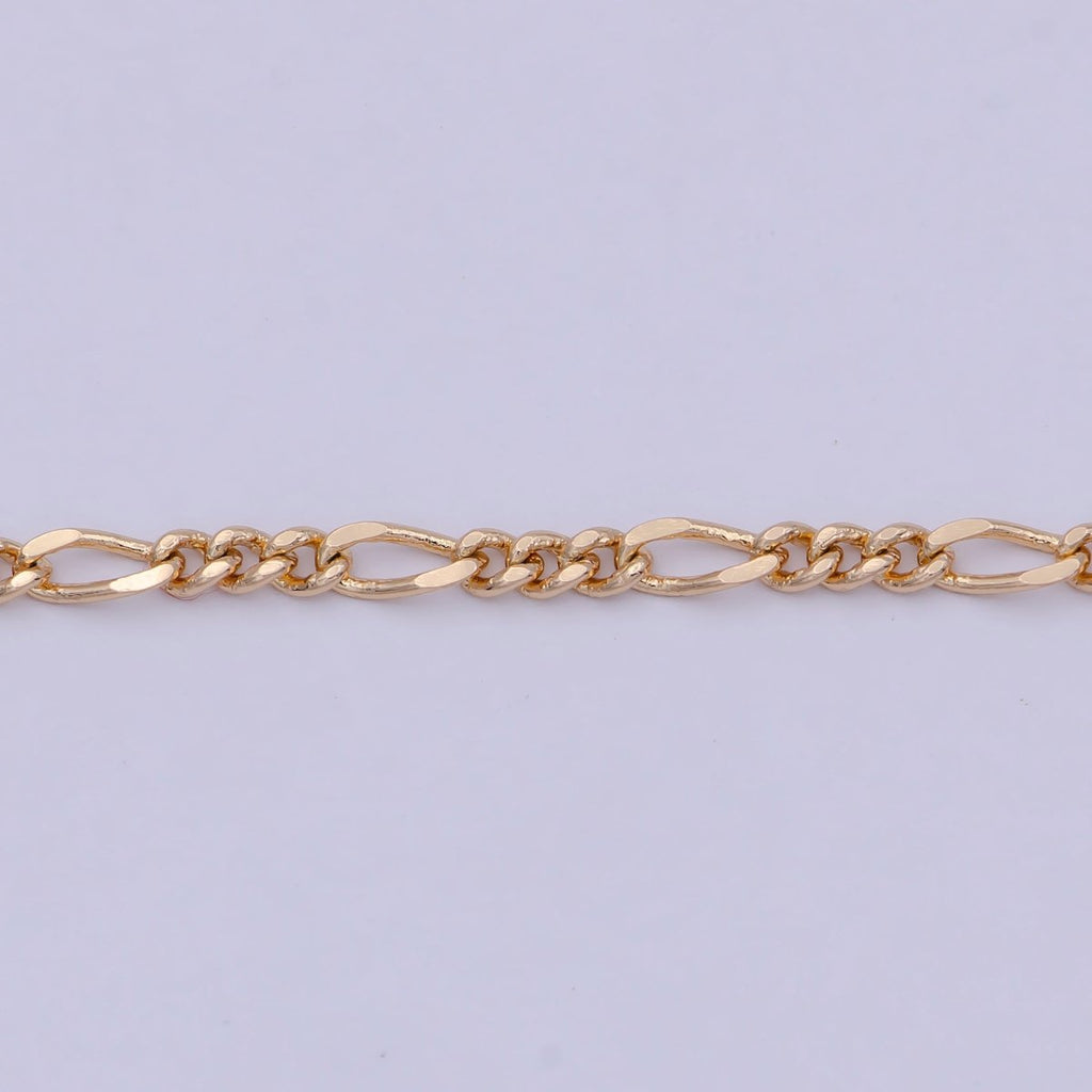 18K Gold plated 2.4mm Link Figaro Chain For Wholesale Necklace Dainty Jewelry Making Supplies | WA-767 Clearance Pricing - DLUXCA