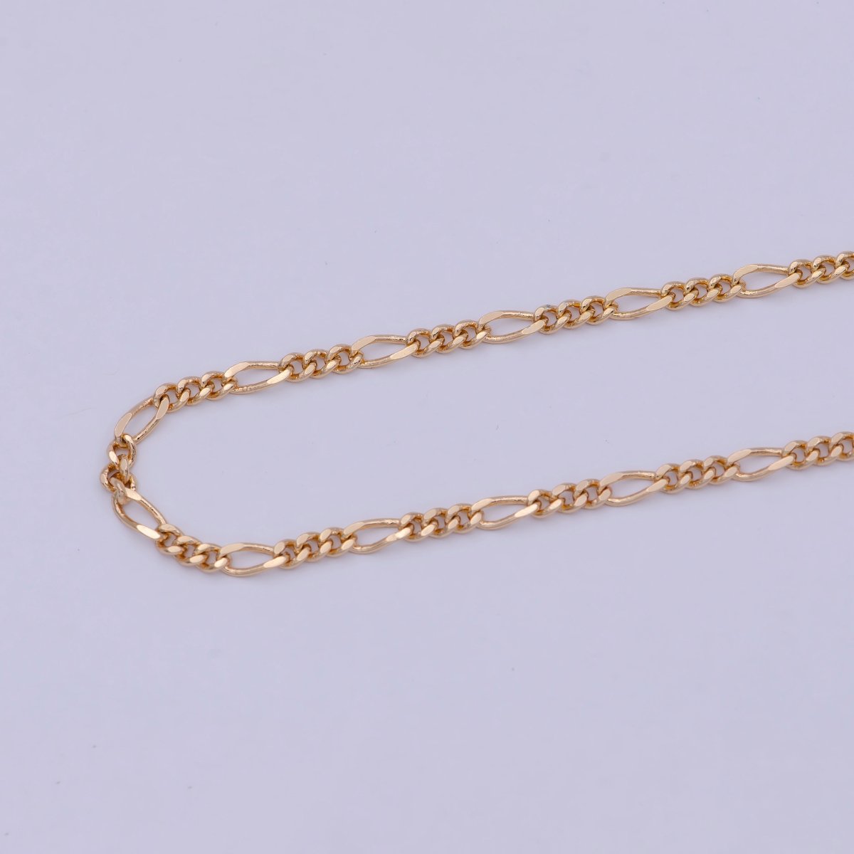 18K Gold plated 2.4mm Link Figaro Chain For Wholesale Necklace Dainty Jewelry Making Supplies | WA-767 Clearance Pricing - DLUXCA