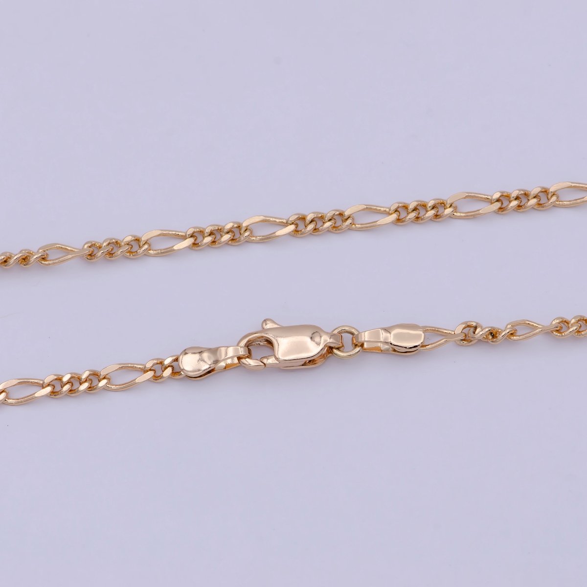 18K Gold plated 2.4mm Link Figaro Chain For Wholesale Necklace Dainty Jewelry Making Supplies | WA-767 Clearance Pricing - DLUXCA