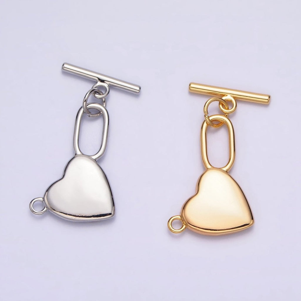 18K Gold plated 25.5mm Heart Toggle Clasps Closure Findings Ot Clasp | Z-459 - DLUXCA
