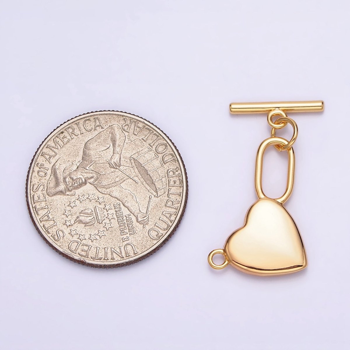 18K Gold plated 25.5mm Heart Toggle Clasps Closure Findings Ot Clasp | Z-459 - DLUXCA