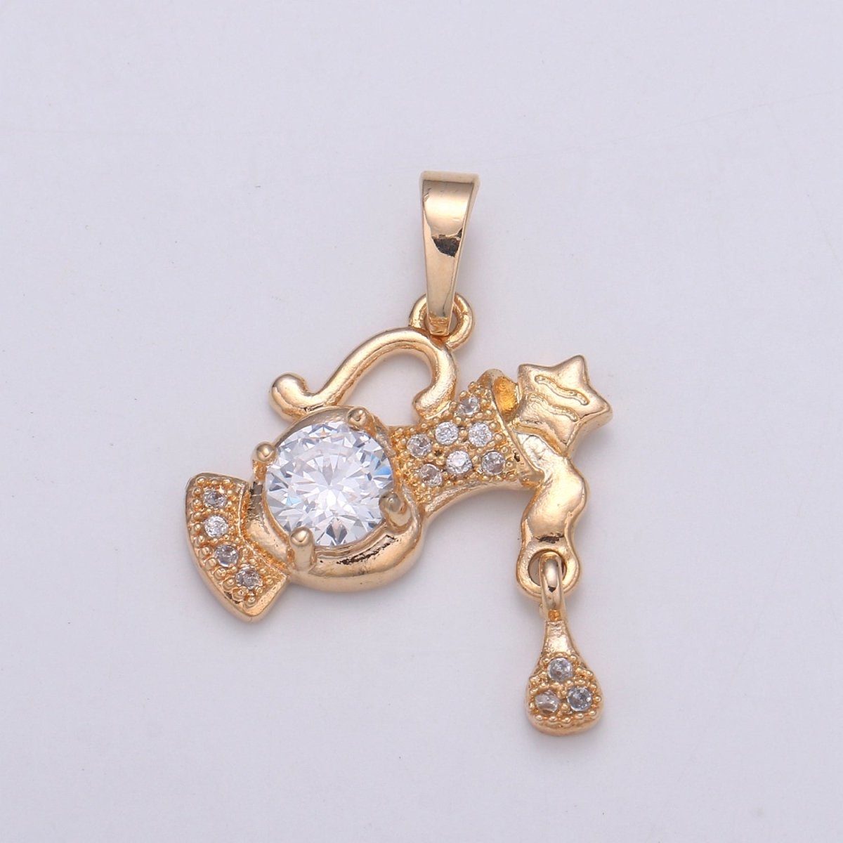 18k Gold plated 25x18mm Aquarius -Zodiac Horoscope Sign Constellation Charm - Celestial Astrology Medallion Pendant for Necklace J-272 - DLUXCA