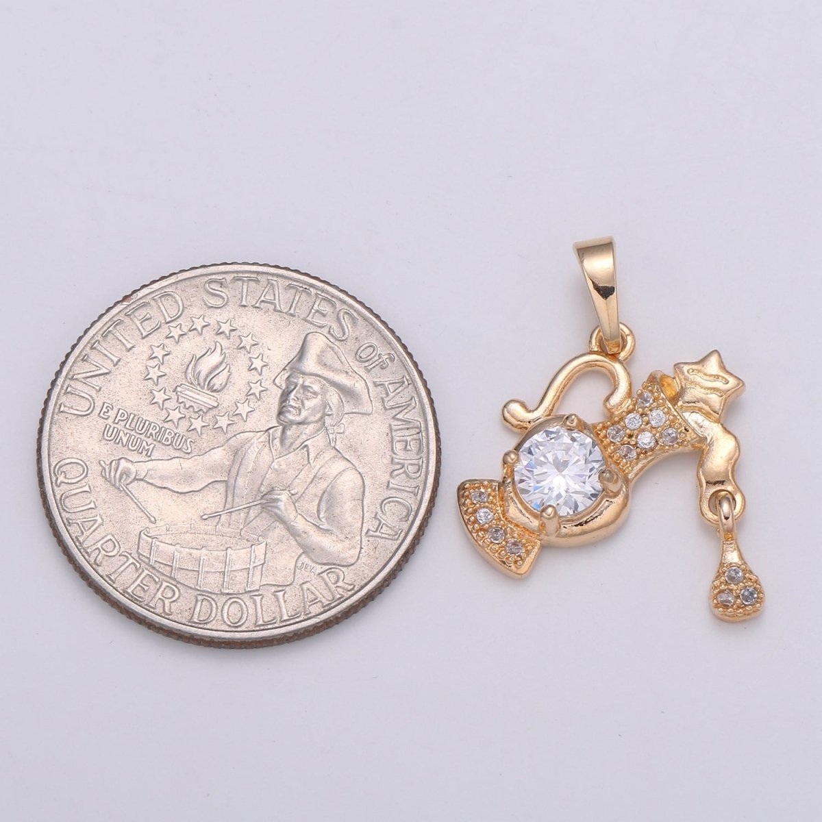 18k Gold plated 25x18mm Aquarius -Zodiac Horoscope Sign Constellation Charm - Celestial Astrology Medallion Pendant for Necklace J-272 - DLUXCA