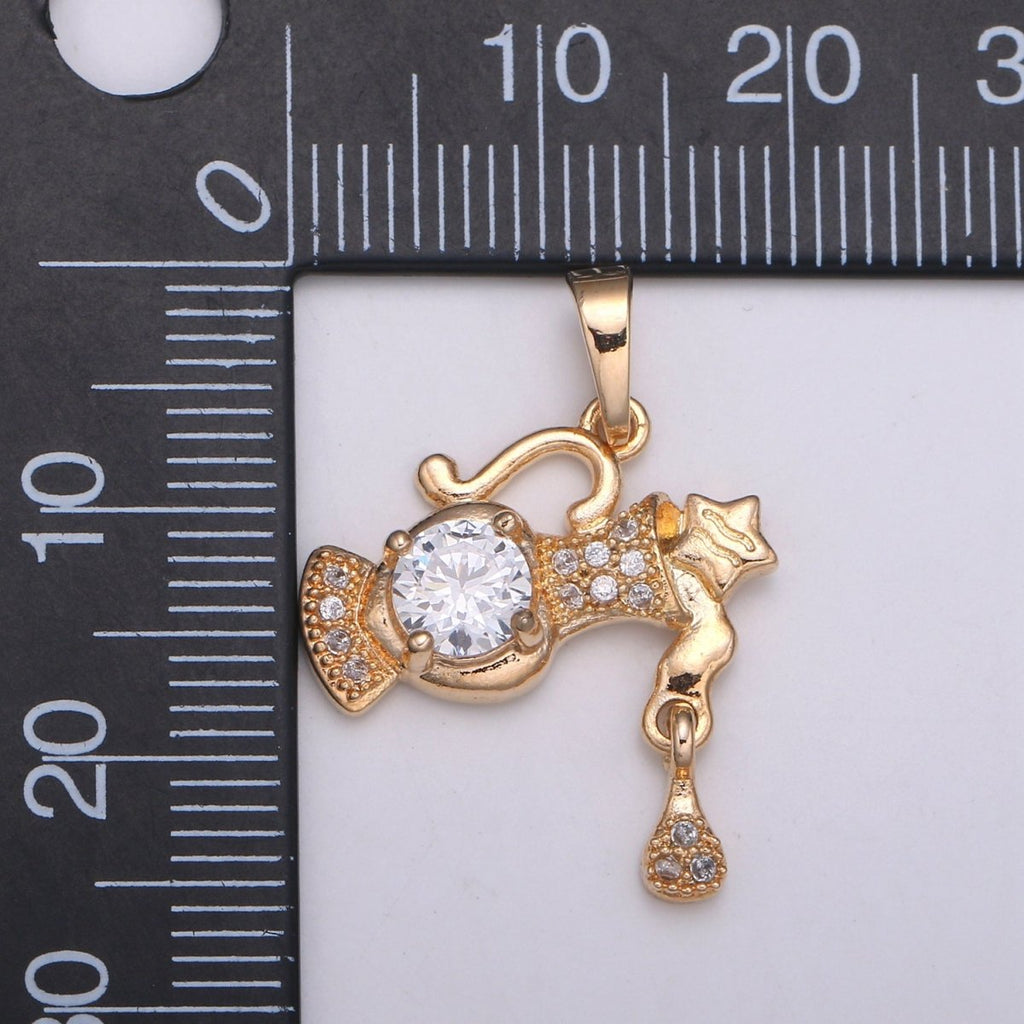 18k Gold plated 25x18mm Aquarius -Zodiac Horoscope Sign Constellation Charm - Celestial Astrology Medallion Pendant for Necklace J-272 - DLUXCA