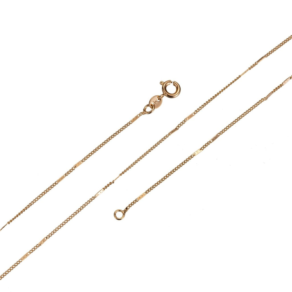 18K Gold plated 2mm Criss Cross Chain Necklace, Gold plated Finished Chain Necklace Ready to Wear 15.6 Inch Gold Chain w/ Spring Clasp | CN-668 Clearance Pricing - DLUXCA