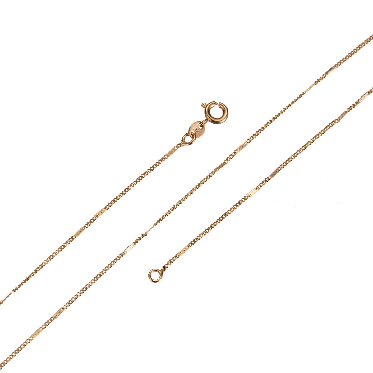 18K Gold plated 2mm Singapore Chain Necklace, 17.7 Inch Gold Singapore Necklace w/ Spring Ring | CN-669 Clearance Pricing - DLUXCA