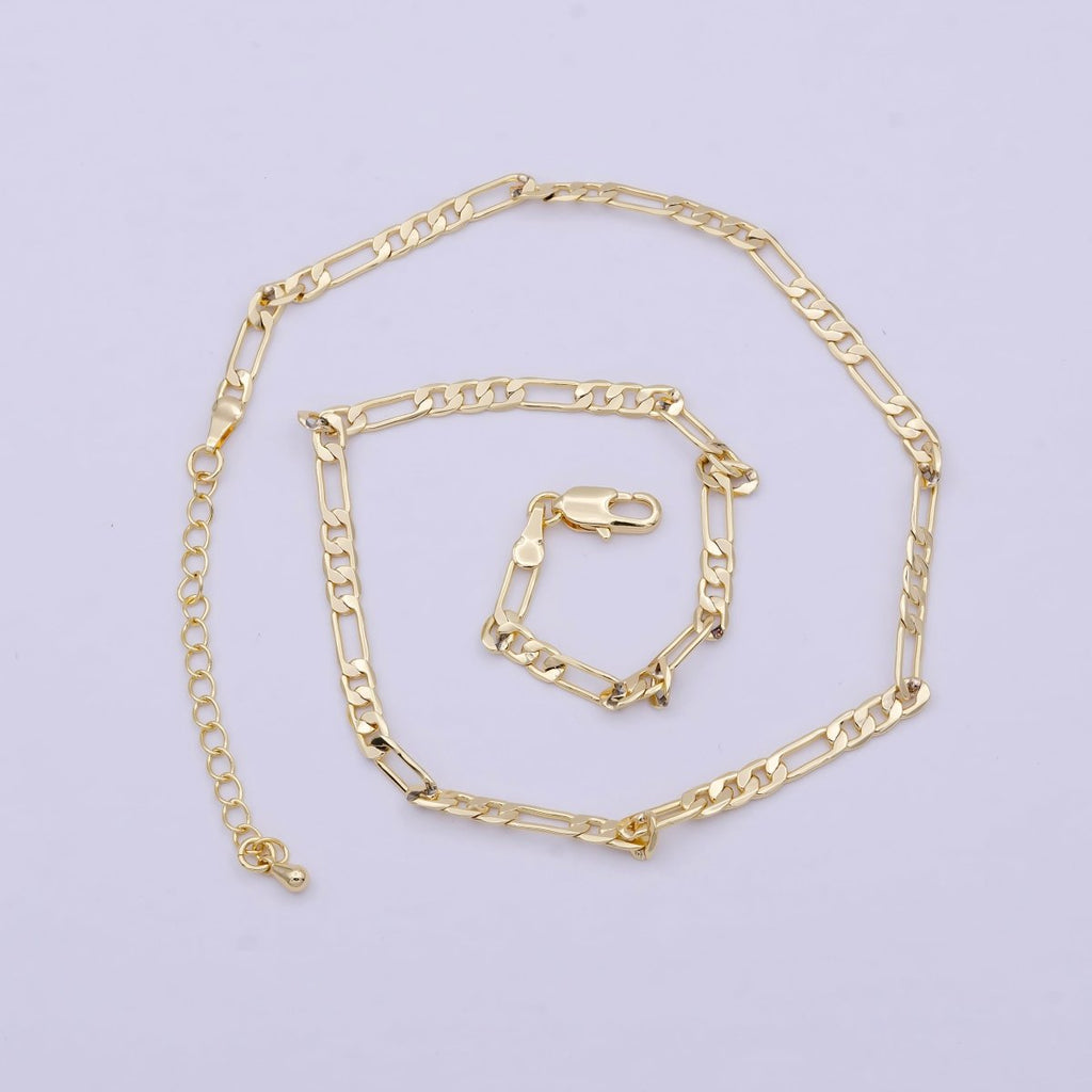 18K Gold plated 4mm Figaro Chain For Wholesale Figaro Chains And Jewelry Making Supplies Findings | WA-838 Clearance Pricing - DLUXCA