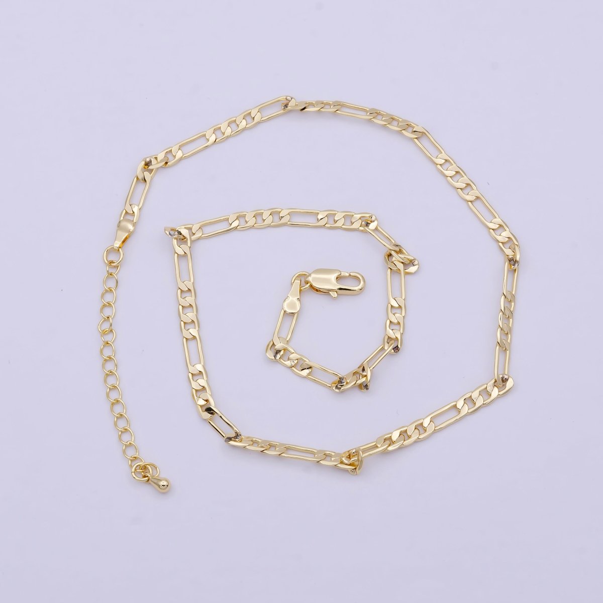 18K Gold plated 4mm Figaro Chain For Wholesale Figaro Chains And Jewelry Making Supplies Findings | WA-838 Clearance Pricing - DLUXCA