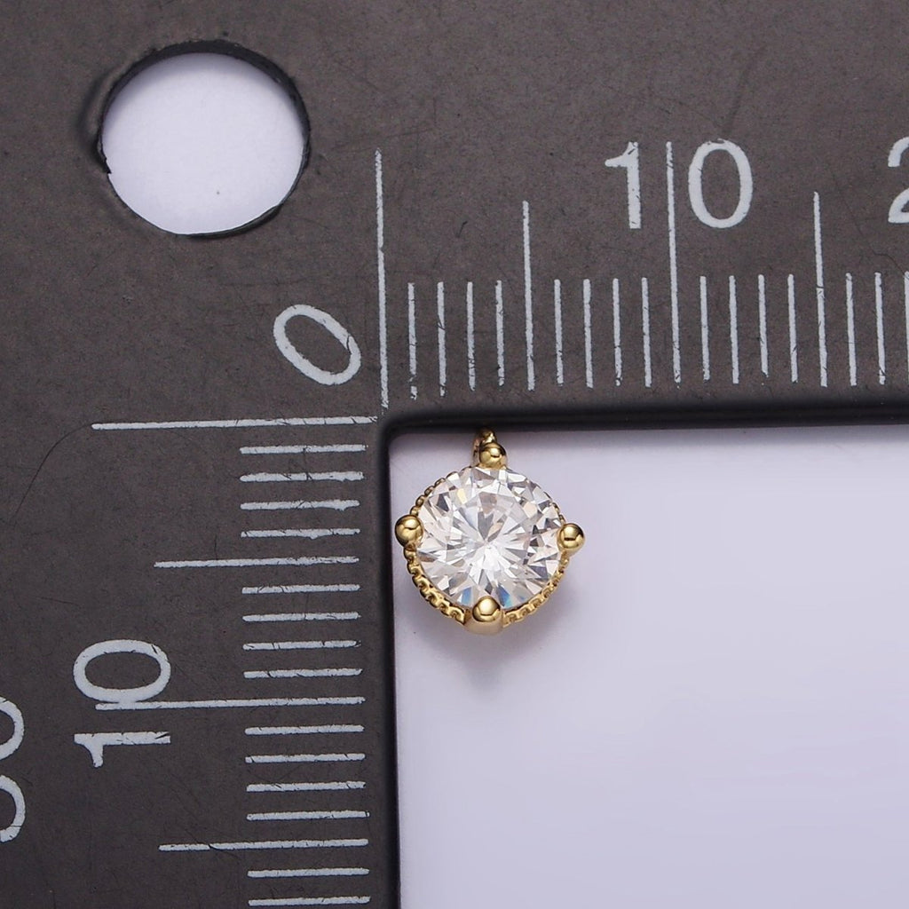 18K Gold plated 5mm Clear Round CZ Mini Add-On Charm E-447 - DLUXCA
