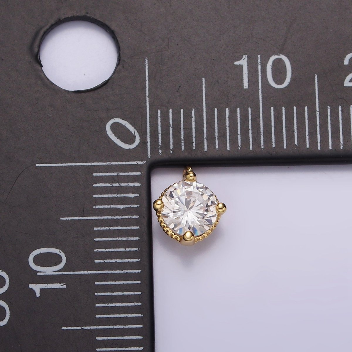 18K Gold plated 5mm Clear Round CZ Mini Add-On Charm E-447 - DLUXCA
