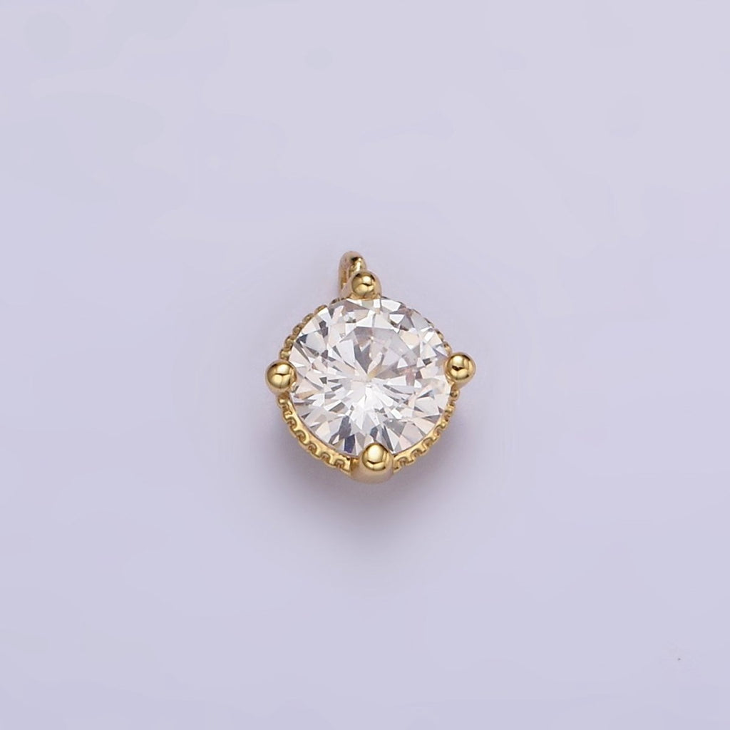 18K Gold plated 5mm Clear Round CZ Mini Add-On Charm E-447 - DLUXCA
