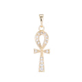 18K Gold plated Ankh Cross, Key of Life, Symbol of Life, Egyptian Pantheon, Crux Ansata, Cubic Zirconia Necklace Pendant Charm Bead Bails for Jewelry Making H-681 - DLUXCA