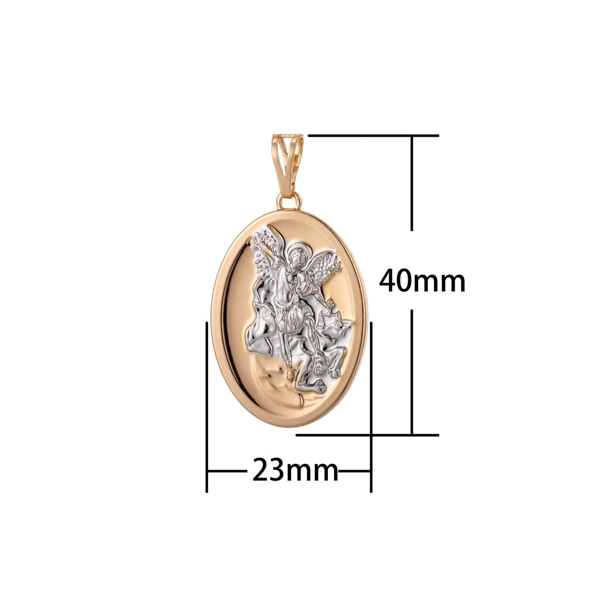 18k Gold plated Archangel Saint Michael Medal Pendant Double Sided Charm for Jewelry Making H-813 - DLUXCA
