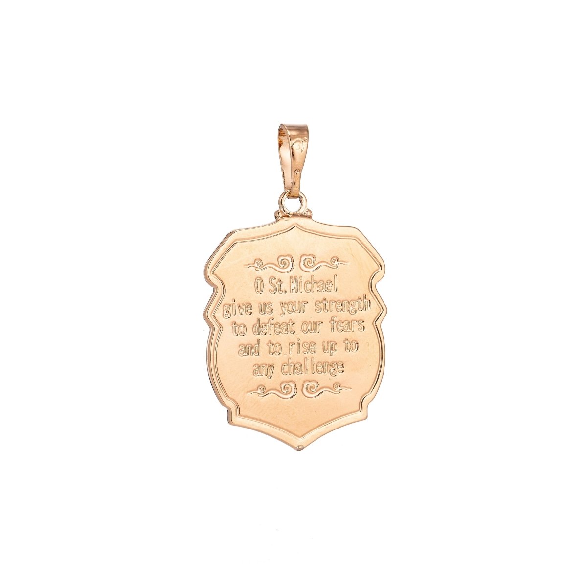 18k Gold plated Archangel Saint Michael Medal Pendant for Protection Protect us with Prayer in the back for Necklace Jewelry Making H-260 - DLUXCA