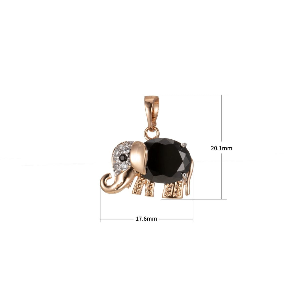 18K Gold plated Baby Elephant Charm Black Clear Crystal Cubic Zirconia for Necklace Pendant Earring Dangle Findings for Jewelry Making J-909