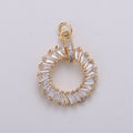 18K Gold plated baguette CZ Wreath Charm, Micro Pave CZ Circle Pendant , Gold plated Pendant, For DIY Jewelry, Rose Gold D-734 - DLUXCA