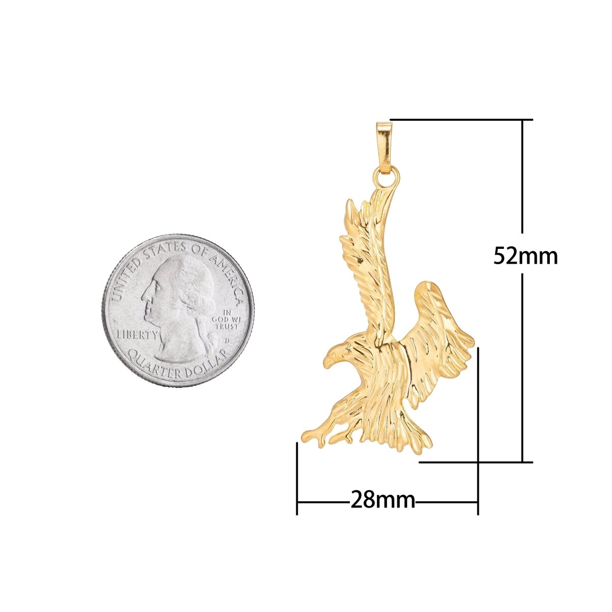 18K Gold plated Bald Eagle Bird American Eagle Symbol Leader DIY Necklace Pendant Charm Bead Bails Findings for Jewelry Making H-478 - DLUXCA