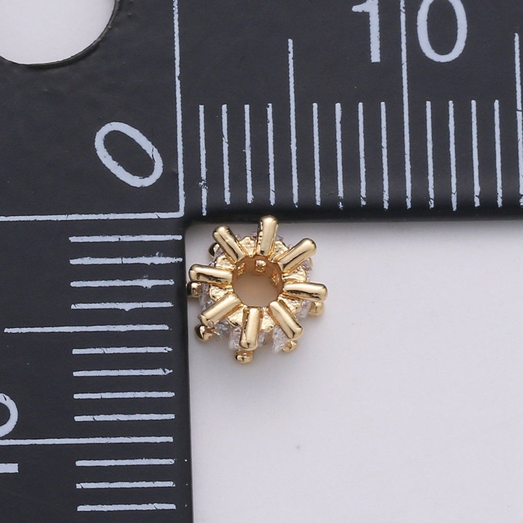 18k Gold plated Beads CZ Micro Pave Tube Small Hole Spacer Beads Cubic Zirconia Spacer Beads, Gold Round Bead Spacer for Bracelet Making - DLUXCA