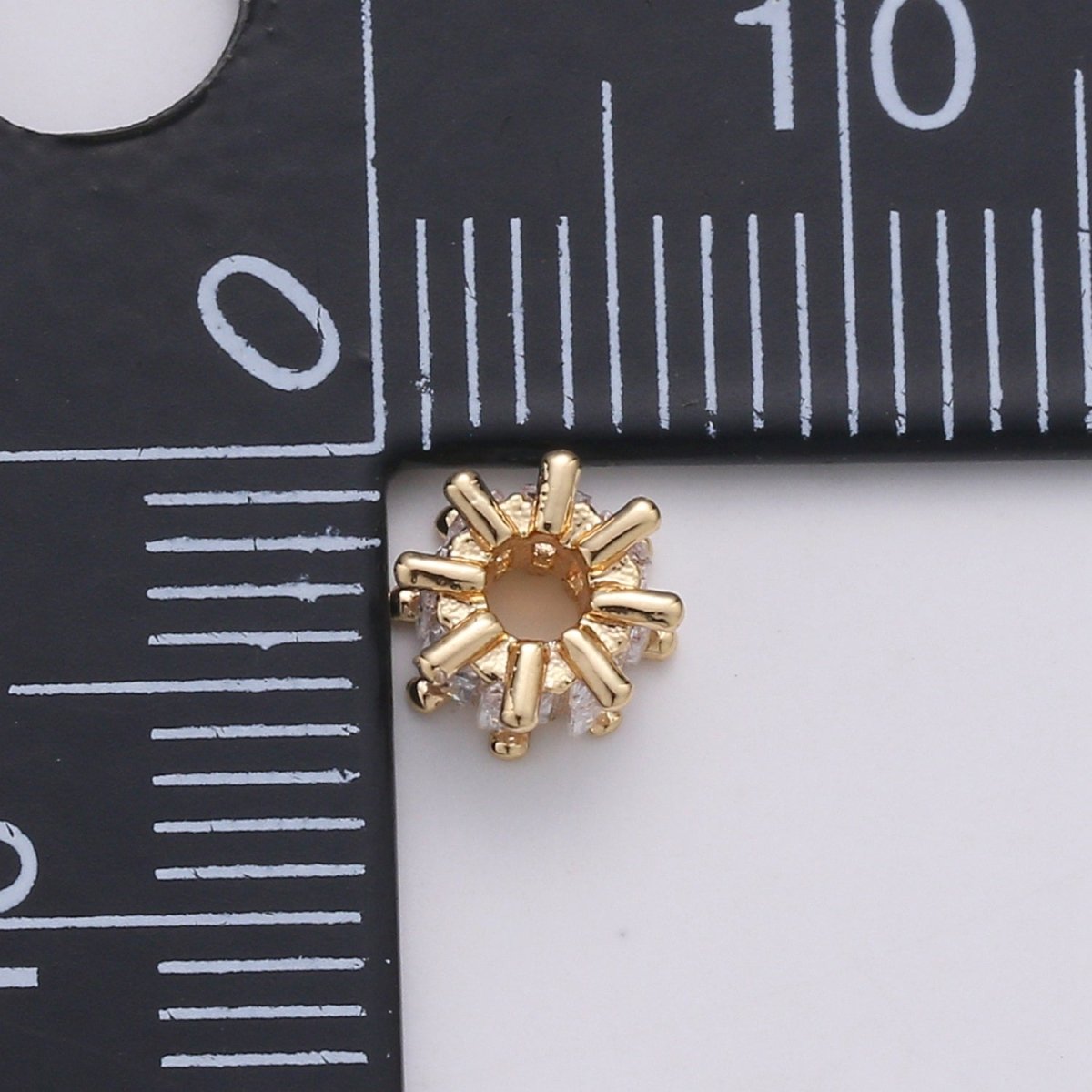 18k Gold plated Beads CZ Micro Pave Tube Small Hole Spacer Beads Cubic Zirconia Spacer Beads, Gold Round Bead Spacer for Bracelet Making - DLUXCA