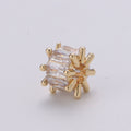 18k Gold plated Beads CZ Micro Pave Tube Small Hole Spacer Beads Cubic Zirconia Spacer Beads, Gold Round Bead Spacer for Bracelet Making - DLUXCA