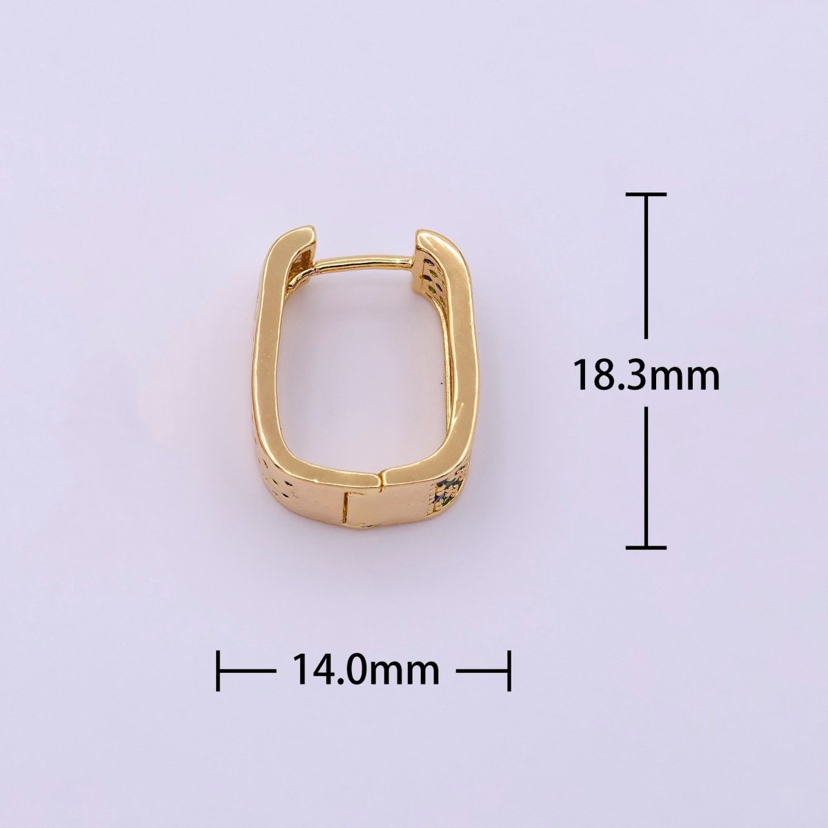 18K Gold plated Blue & Green Ocean Micro Paved CZ Front-Facing Oblong Hoop Earrings in Gold & Silver | AD851 AD852