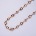 18K Gold plated Brown, Purple, Blue, Green CZ Multifaceted Teardrop Designed Unfinished Chain | ROLL-1430 to ROLL-1433 Clearance Pricing