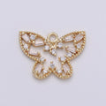 18k Gold plated Butterfly Charm Baguette Cubic Butterfly Pendant Mariposa Butterfly Charms for Necklace Earring Bracelet Charm D-406 - DLUXCA