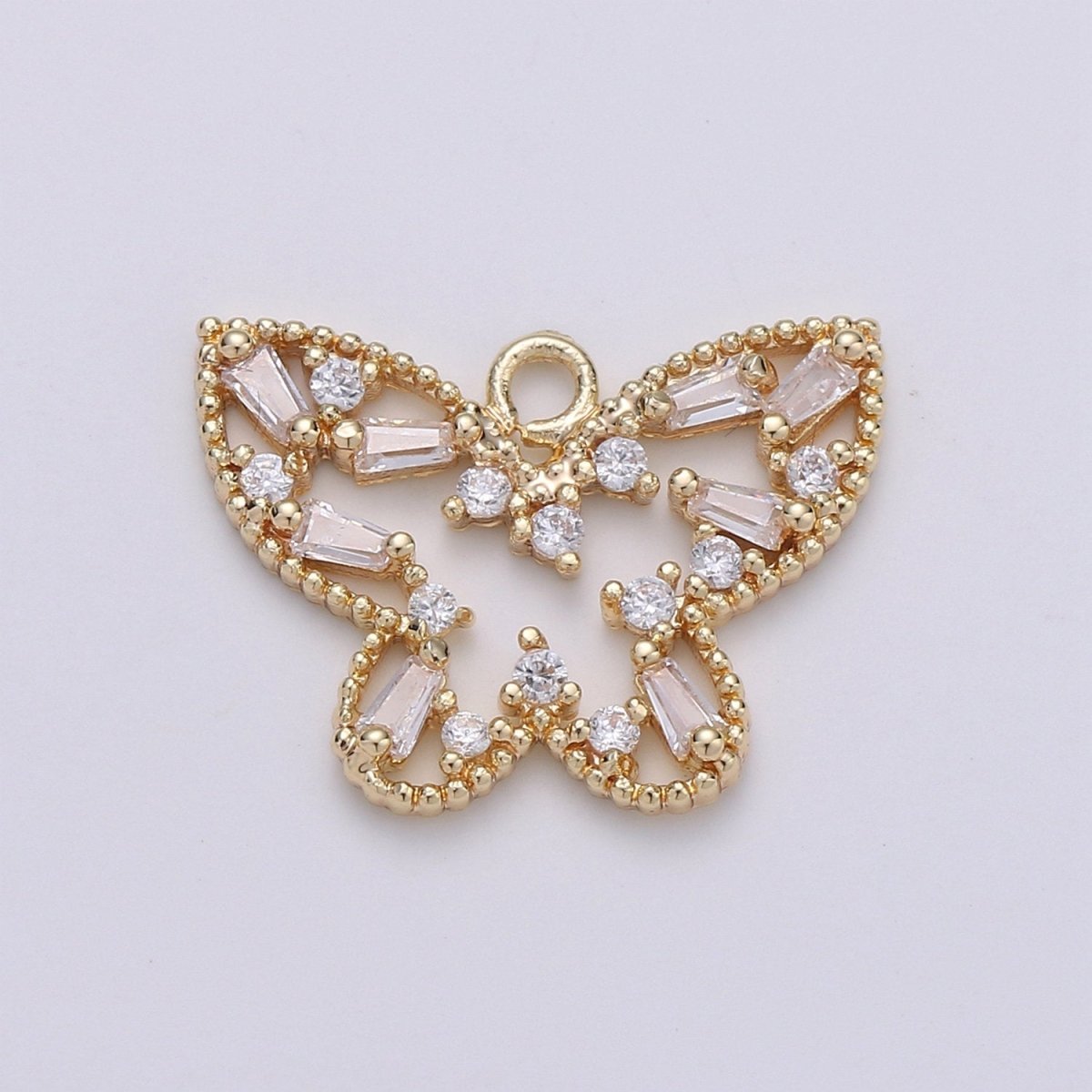 18k Gold plated Butterfly Charm Baguette Cubic Butterfly Pendant Mariposa Butterfly Charms for Necklace Earring Bracelet Charm D-406 - DLUXCA