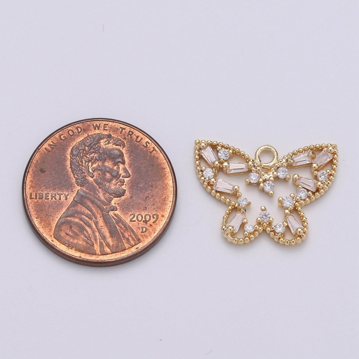 18k Gold plated Butterfly Charm Baguette Cubic Butterfly Pendant Mariposa Butterfly Charms for Necklace Earring Bracelet Charm D-406 - DLUXCA