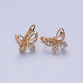 18K Gold plated Butterfly Huggie Earring Micro Pave Cz Stone Animal Insect Mariposa Jewelry AB1077 - DLUXCA