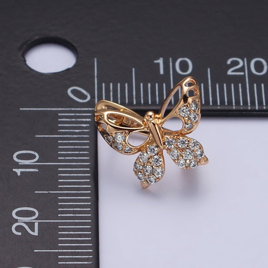 18K Gold plated Butterfly Huggie Earring Micro Pave Cz Stone Animal Insect Mariposa Jewelry AB1077 - DLUXCA