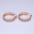 18K Gold plated Cable Chain Link 30mm French Lock Hoop Latch Earrings | AD1366 - DLUXCA