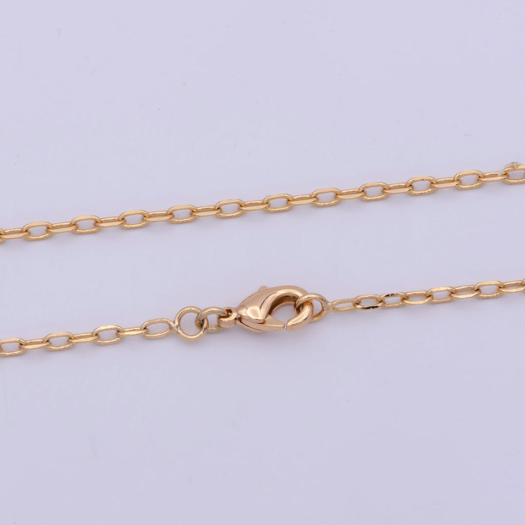18K Gold plated Cable Chain Necklace, 21.4 Inch Cable Chain Necklace, Dainty 1.7mm Link Necklace | WA-478 Clearance Pricing - DLUXCA
