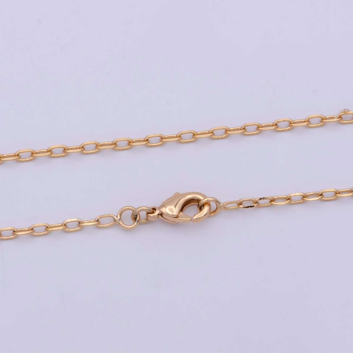 18K Gold plated Cable Chain Necklace, 21.4 Inch Cable Chain Necklace, Dainty 1.7mm Link Necklace | WA-478 Clearance Pricing - DLUXCA