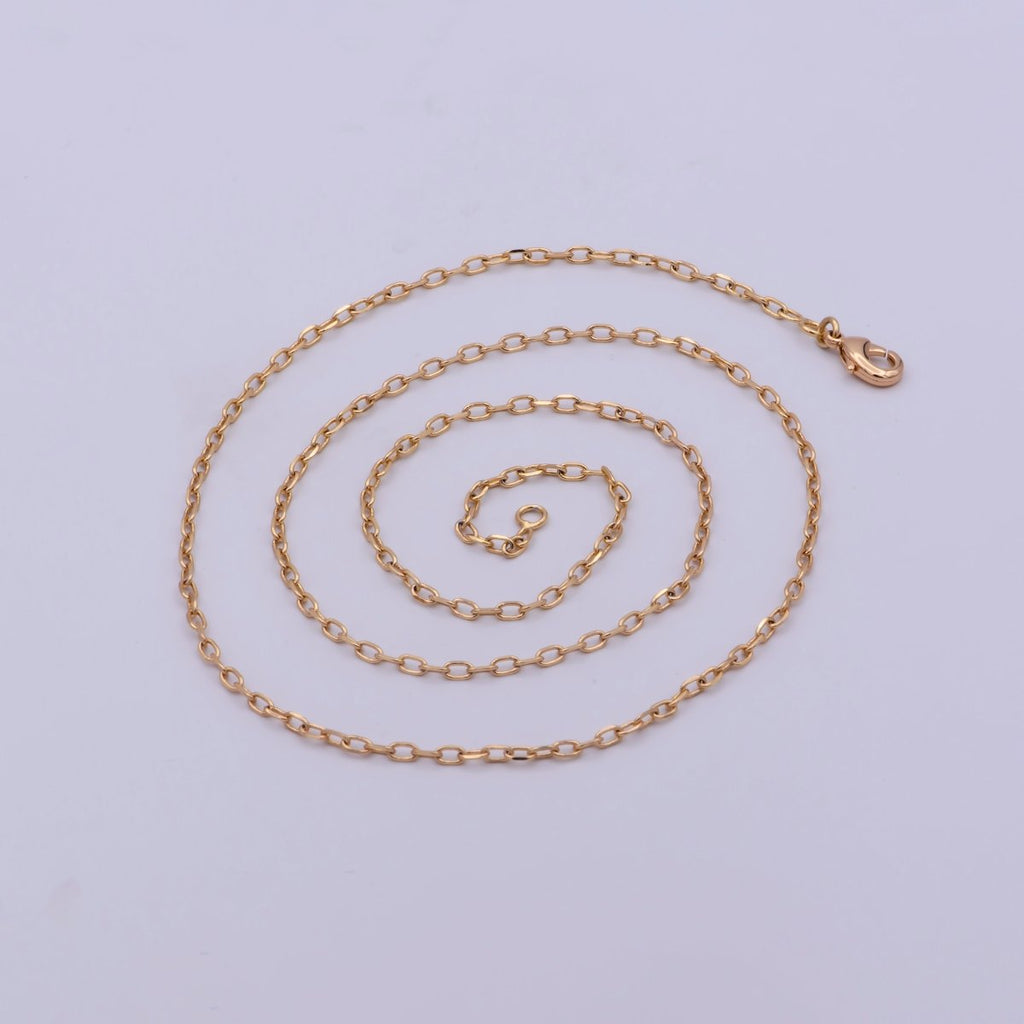 18K Gold plated Cable Chain Necklace, 21.4 Inch Cable Chain Necklace, Dainty 1.7mm Link Necklace | WA-478 Clearance Pricing - DLUXCA