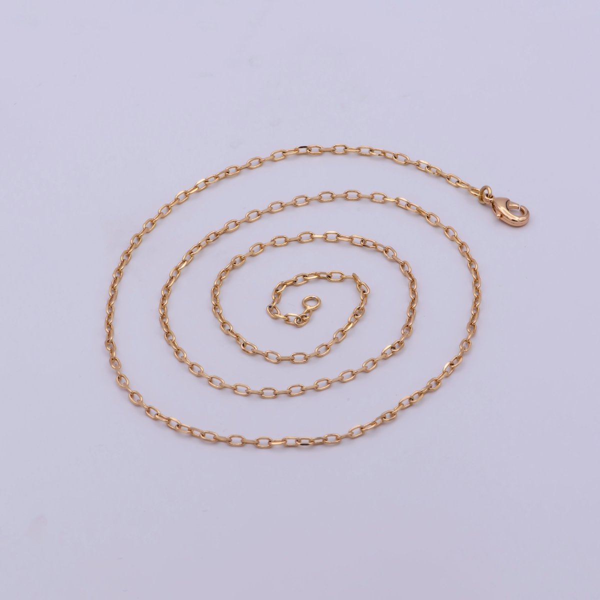 18K Gold plated Cable Chain Necklace, 21.4 Inch Cable Chain Necklace, Dainty 1.7mm Link Necklace | WA-478 Clearance Pricing - DLUXCA