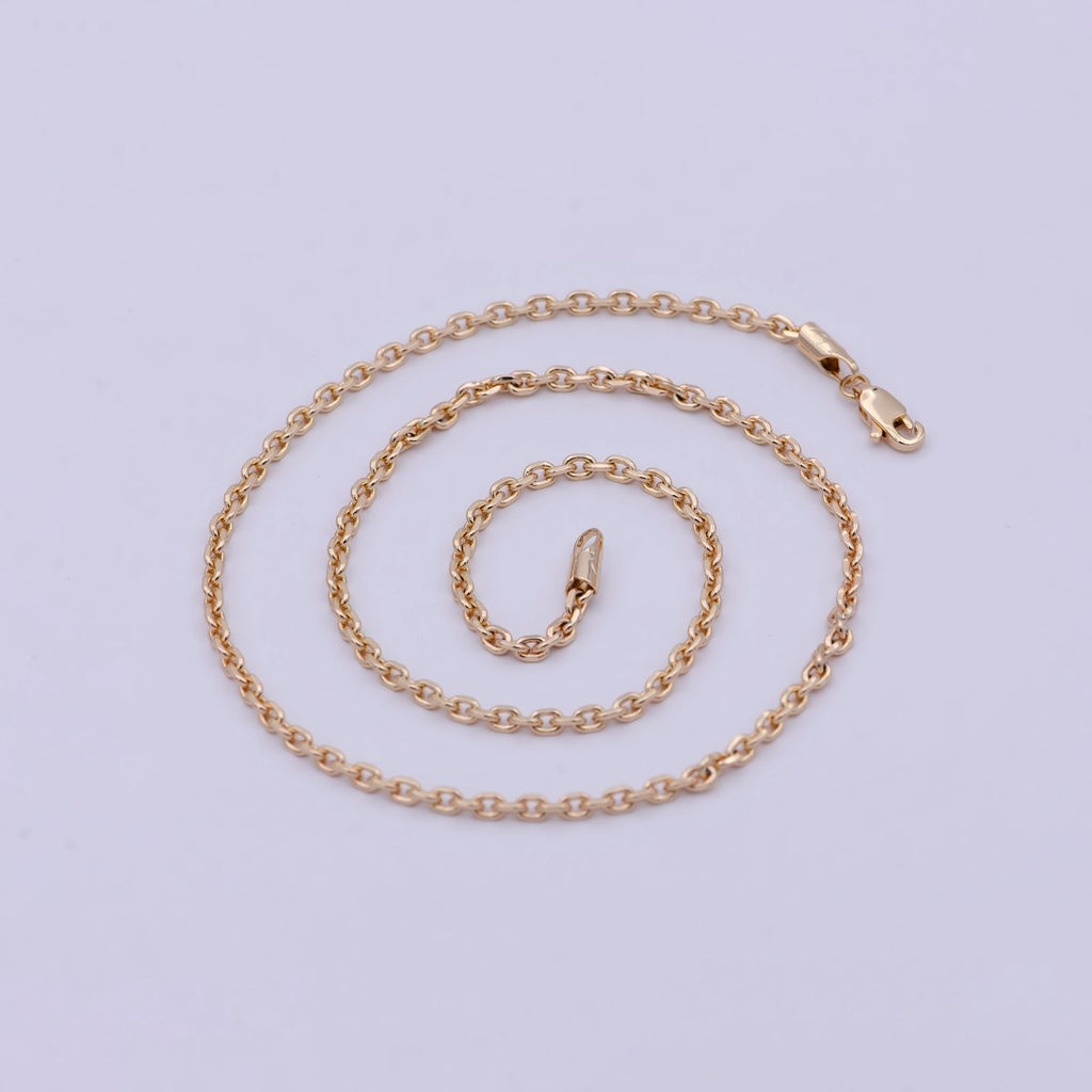 18k Gold plated Cable Chain Necklace Layer Chain Necklace Ready to Wear 17.7 Inch | WA-761 Clearance Pricing - DLUXCA