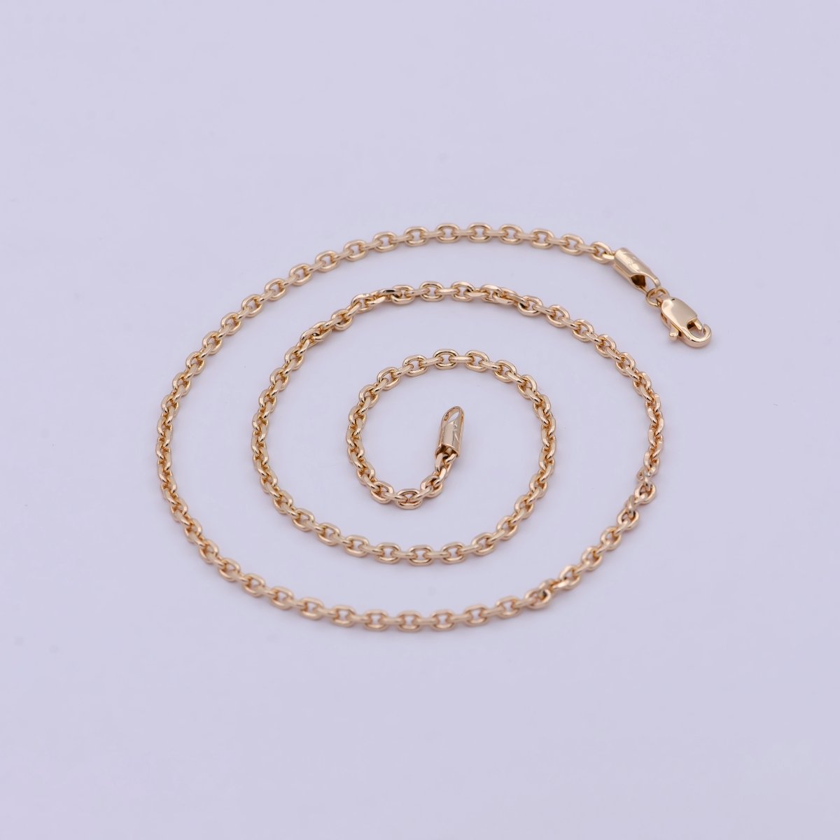18k Gold plated Cable Chain Necklace Layer Chain Necklace Ready to Wear 17.7 Inch | WA-761 Clearance Pricing - DLUXCA