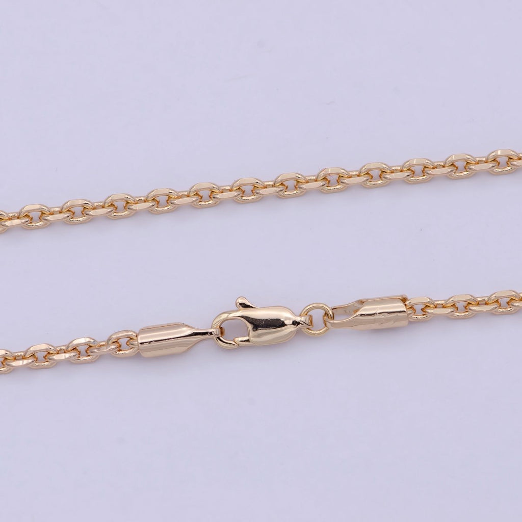 18k Gold plated Cable Chain Necklace Layer Chain Necklace Ready to Wear 17.7 Inch | WA-761 Clearance Pricing - DLUXCA