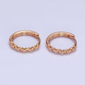 18K Gold plated Cable Link Chain Endless Hoop Huggie Earrings | AD-1410 - DLUXCA