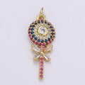 18K Gold plated Candy Charm Lollypop Pendant with Cubic Zirconia M-593 - DLUXCA