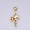 18K Gold plated Cat Pet Animal Clear Heart CZ Charm | N1757 - DLUXCA