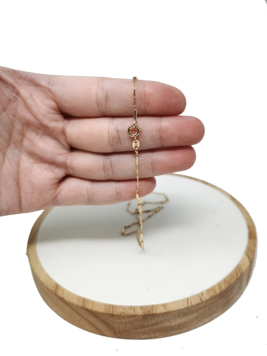 18K Gold plated Chain, 17.7" Layering Beaded Necklace, Dainty 1mm Bead Necklace w/ Spring Ring | CN-736 Clearance Pricing - DLUXCA
