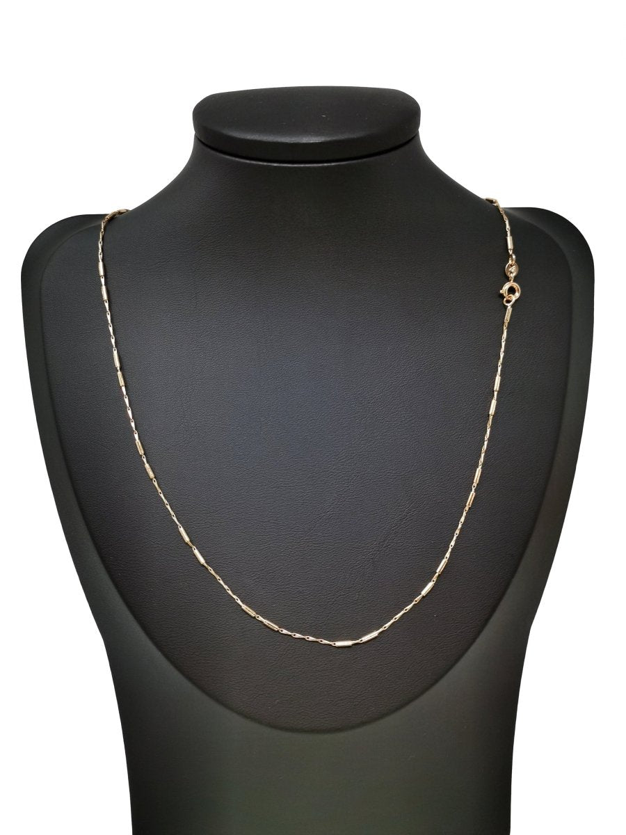 18K Gold plated Chain, 17.7" Layering Beaded Necklace, Dainty 1mm Bead Necklace w/ Spring Ring | CN-736 Clearance Pricing - DLUXCA