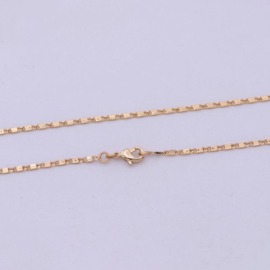 18k Gold plated Chain Necklace, Fine Scroll Gold Chain, Simple Gold Necklace, Thin Plain Women's Necklace 18 inch long | WA-531 Clearance Pricing - DLUXCA