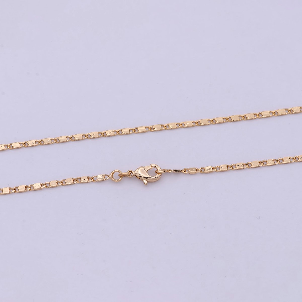 18k Gold plated Chain Necklace, Fine Scroll Gold Chain, Simple Gold Necklace, Thin Plain Women's Necklace 18 inch long | WA-531 Clearance Pricing - DLUXCA