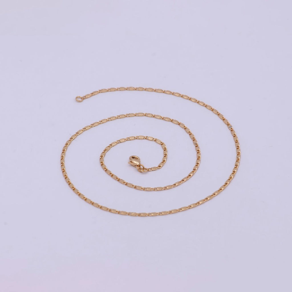18k Gold plated Chain Necklace, Fine Scroll Gold Chain, Simple Gold Necklace, Thin Plain Women's Necklace 18 inch long | WA-531 Clearance Pricing - DLUXCA
